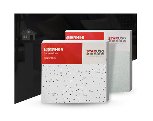 600x600 mm Carreaux de plafond en fibres minérales acoustiques avec surface trouée
